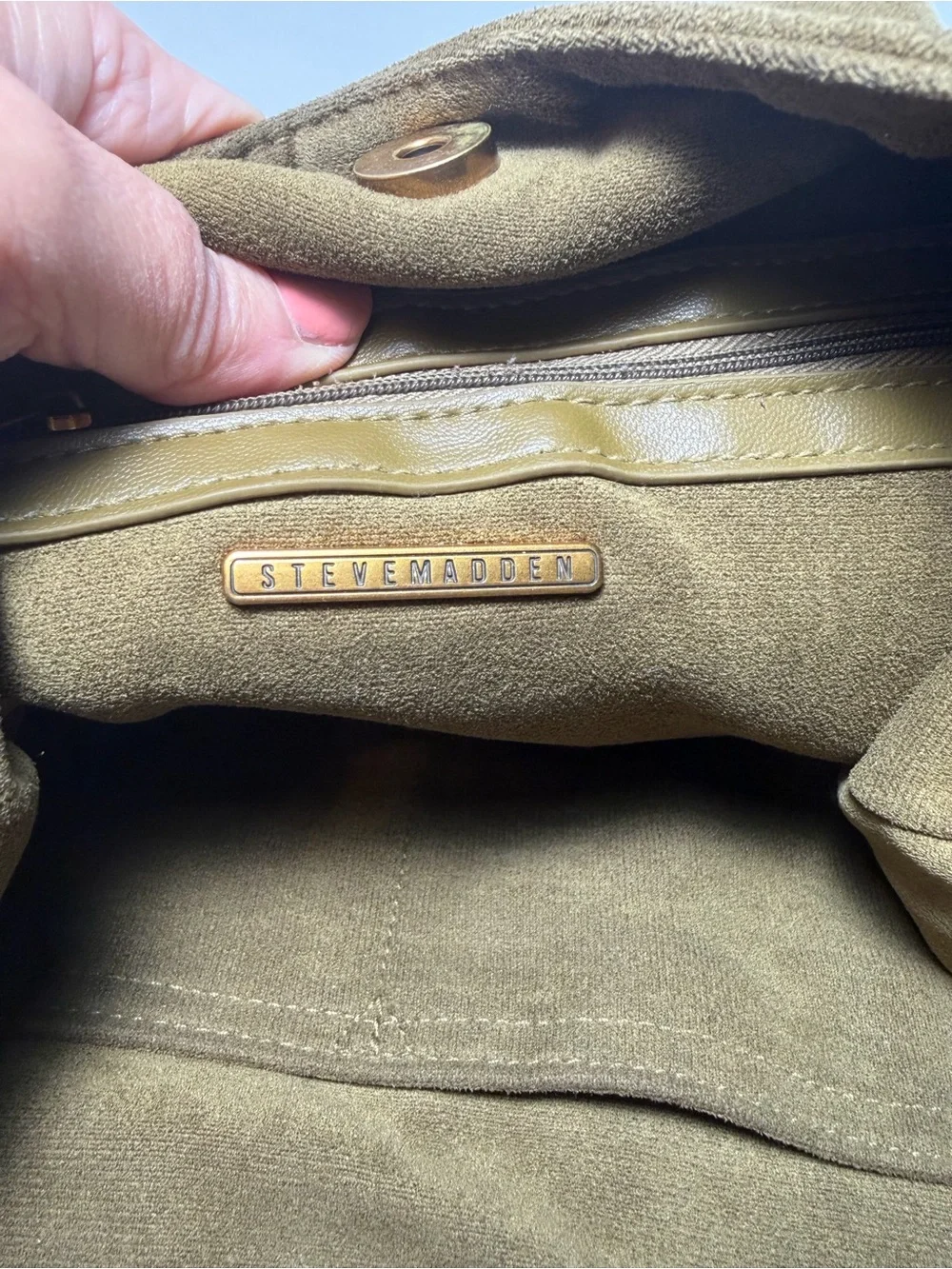 Steve Madden Olive Green Suede Hobo Shoulder Bag
